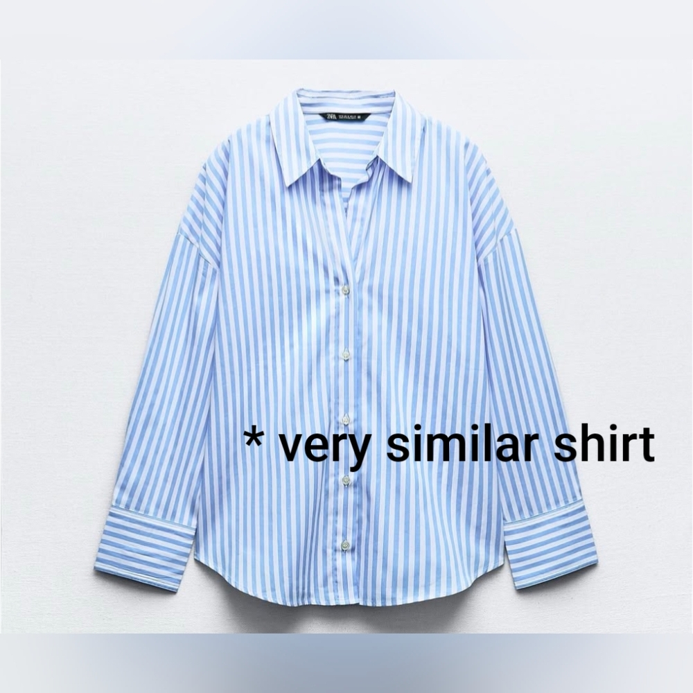 Zara Sky Blue Striped Blouse